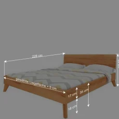 Schlichtes Holz Bett in Überlänge 220cm - Junola^Wohnen