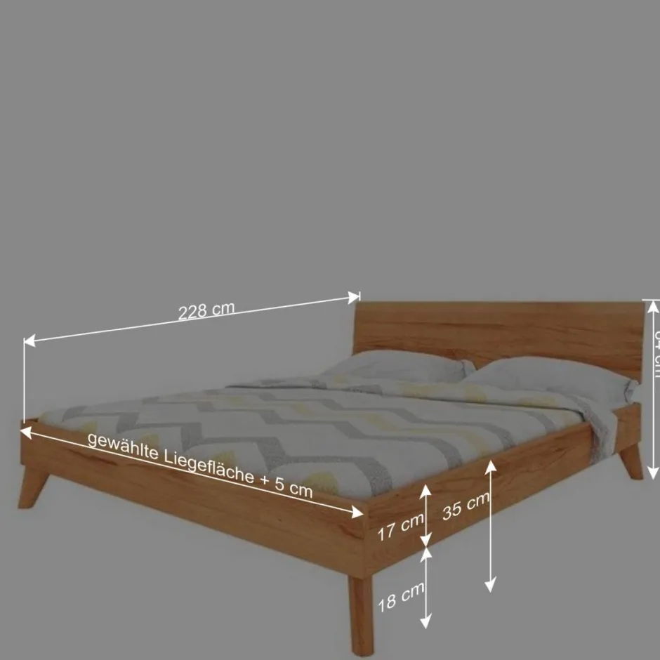 Schlichtes Holz Bett in Überlänge 220cm - Junola^Wohnen