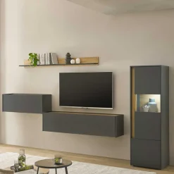 Wohnen Schlicht-moderne Wohnwand Möbel - Ahilav (vierteilig)