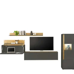 Wohnen Schlicht-moderne Wohnwand Möbel - Ahilav (vierteilig)