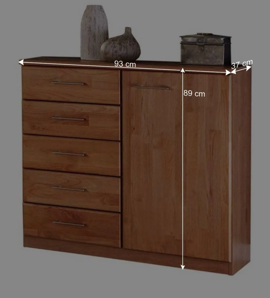 Wohnen Schmale Kombikommode Apolios in Erle teilmassiv