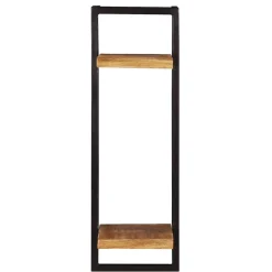 Wohnen Schmales Industrial Wandregal mit zwei Holzablagen - Evradon