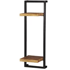 Wohnen Schmales Industrial Wandregal mit zwei Holzablagen - Evradon