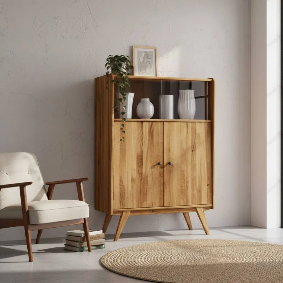 Schrank im Mid Century Stil aus Wildeiche Holz - Hardus^Wohnen New