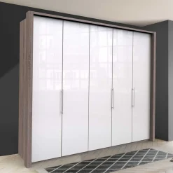 Wohnen Schrank in Weiß Glas & Eiche Dunkel - Empresian