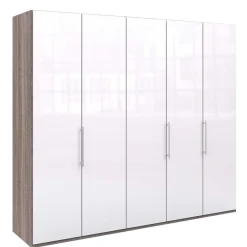 Wohnen Schrank in Weiß Glas & Eiche Dunkel - Empresian