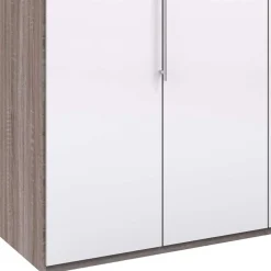 Wohnen Schrank in Weiß Glas & Eiche Dunkel - Empresian