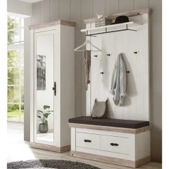 Schrank mit Spiegeltür & Garderobe - Nedita (dreiteilig)^Wohnen Online