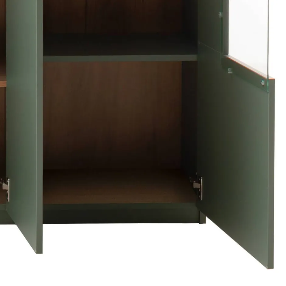 Schrank Vitrine in Graugrün und Eiche - Kwin^Wohnen