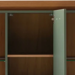 Schrank Vitrine in Graugrün und Eiche - Kwin^Wohnen