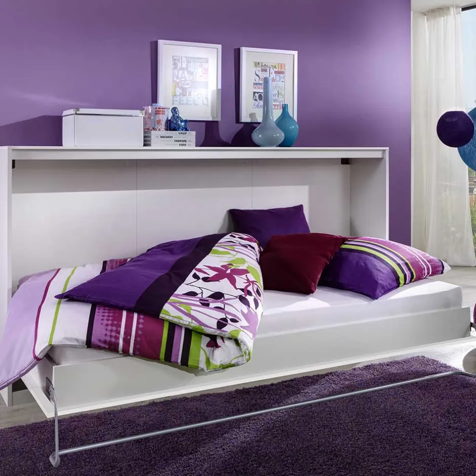 Wohnen Schrankbett in Weiß aus Metall mit Matratze - Dynamic