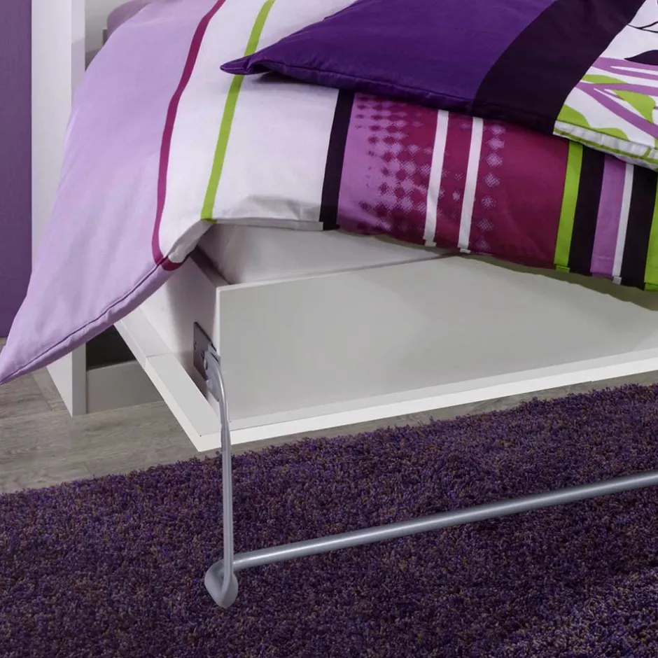 Wohnen Schrankbett in Weiß aus Metall mit Matratze - Dynamic