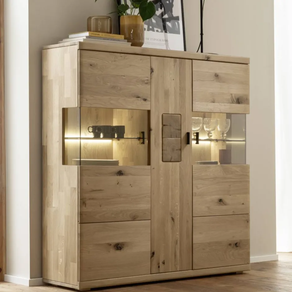 Schrankvitrine aus hellem Asteiche Massivholz - Losiamos^Wohnen Best