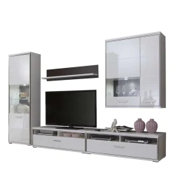 Wohnen Schrankwand Tacroma in Weiß Hochglanz (fünfteilig)