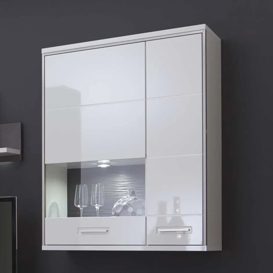 Wohnen Schrankwand Tacroma in Weiß Hochglanz (fünfteilig)