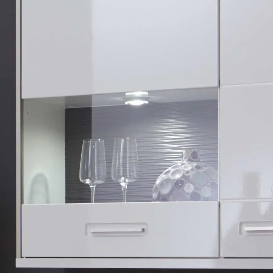 Wohnen Schrankwand Tacroma in Weiß Hochglanz (fünfteilig)