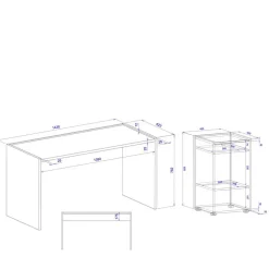 Wohnen Schreibtisch & Regal Kombi - Nonessia (zweiteilig)