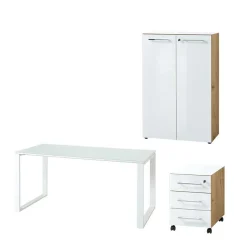 Wohnen Schreibtisch & Rollcontainer & Schrank - Laszlo (dreiteilig)
