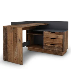 Wohnen Schreibtisch in Altholz Optik und Anthrazit - Egona