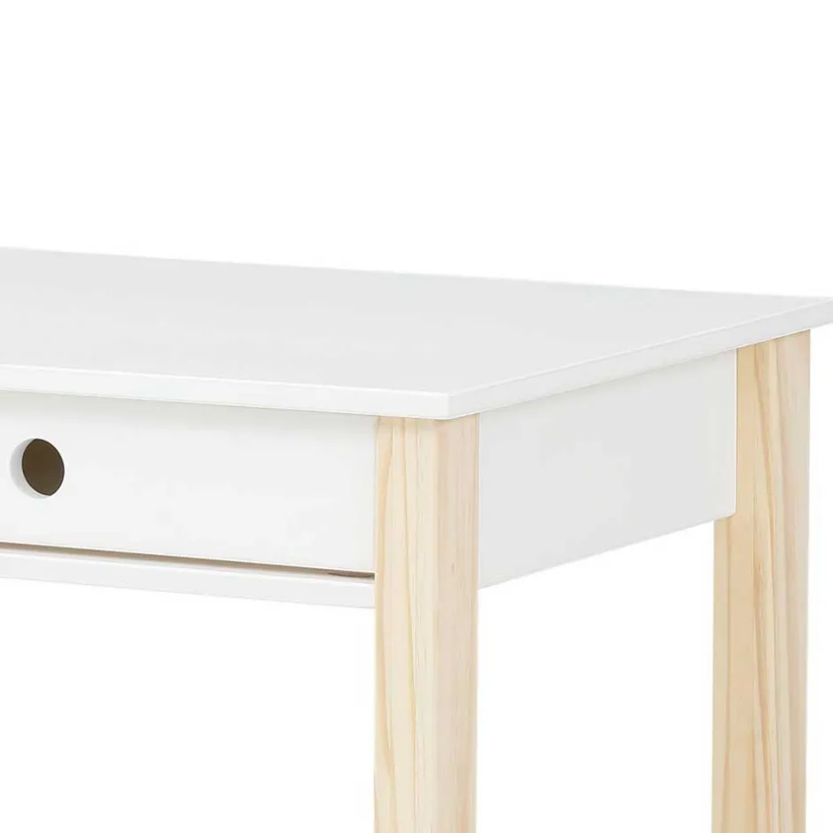 Kinder Wohnen Schreibtisch in Weiß mit Kiefer - Cayman