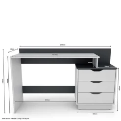 Schreibtisch mit drei Schubladen und Aufsatz - Dotagon^Wohnen Outlet