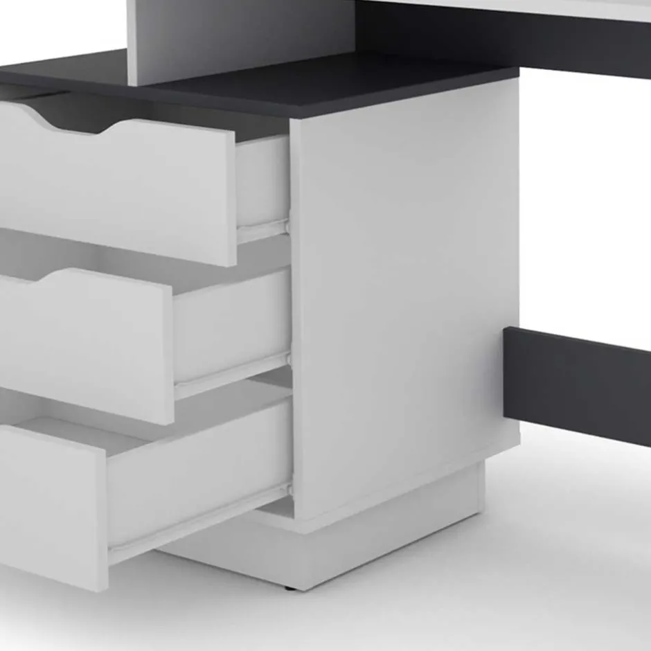 Schreibtisch mit drei Schubladen und Aufsatz - Dotagon^Wohnen Outlet