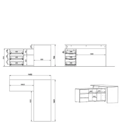 Kinder Wohnen Schreibtisch mit Regal - 4 Fächer & 3 Schubladen - Contrage