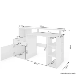 Schreibtisch mit Stauraum und Aufsatz - Caveira^Wohnen Sale