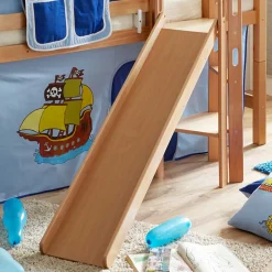 Kinder Wohnen Schräg Rutschen Hochbett in Natur Buche - Urak