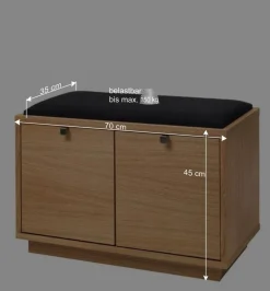 Wohnen Schubladen Sitzbank Helvana mitr Eiche furniert