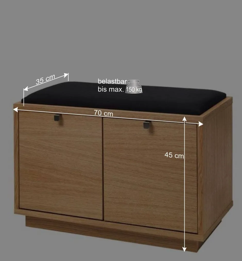 Wohnen Schubladen Sitzbank Helvana mitr Eiche furniert