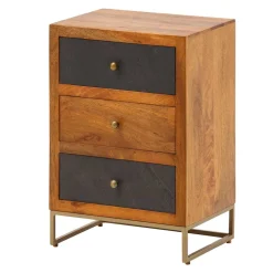 Wohnen 3-Schubladen-Nachtkommode in Anthrazit Steinoptik - Posto