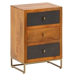 Wohnen 3-Schubladen-Nachtkommode in Anthrazit Steinoptik - Posto