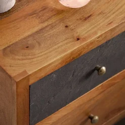 Wohnen 3-Schubladen-Nachtkommode in Anthrazit Steinoptik - Posto