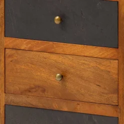 Wohnen 3-Schubladen-Nachtkommode in Anthrazit Steinoptik - Posto