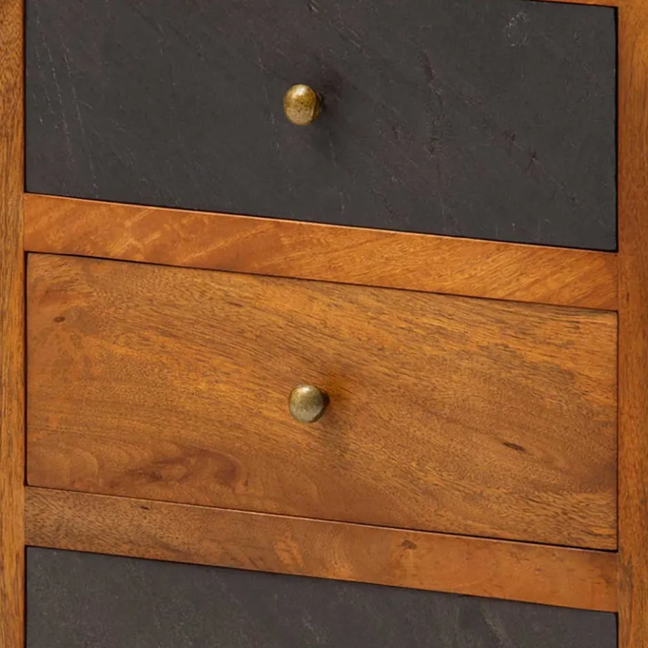 Wohnen 3-Schubladen-Nachtkommode in Anthrazit Steinoptik - Posto