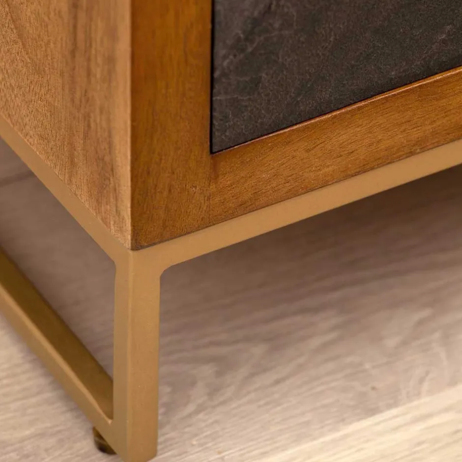 Wohnen 3-Schubladen-Nachtkommode in Anthrazit Steinoptik - Posto