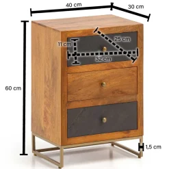 Wohnen 3-Schubladen-Nachtkommode in Anthrazit Steinoptik - Posto
