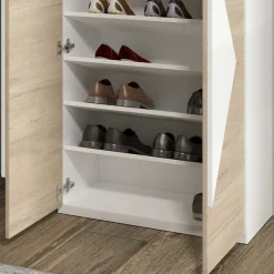 Wohnen Schuh Designschrank in Eiche Bianco & Weiß - Wilios
