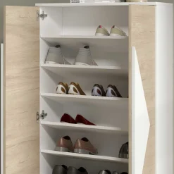 Wohnen Schuh Designschrank in Eiche Bianco & Weiß - Wilios