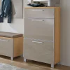 Schuh Klappenschrank Diecca in Taupe Glas beschichtet^Wohnen New