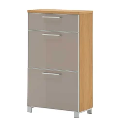 Schuh Klappenschrank Diecca in Taupe Glas beschichtet^Wohnen New