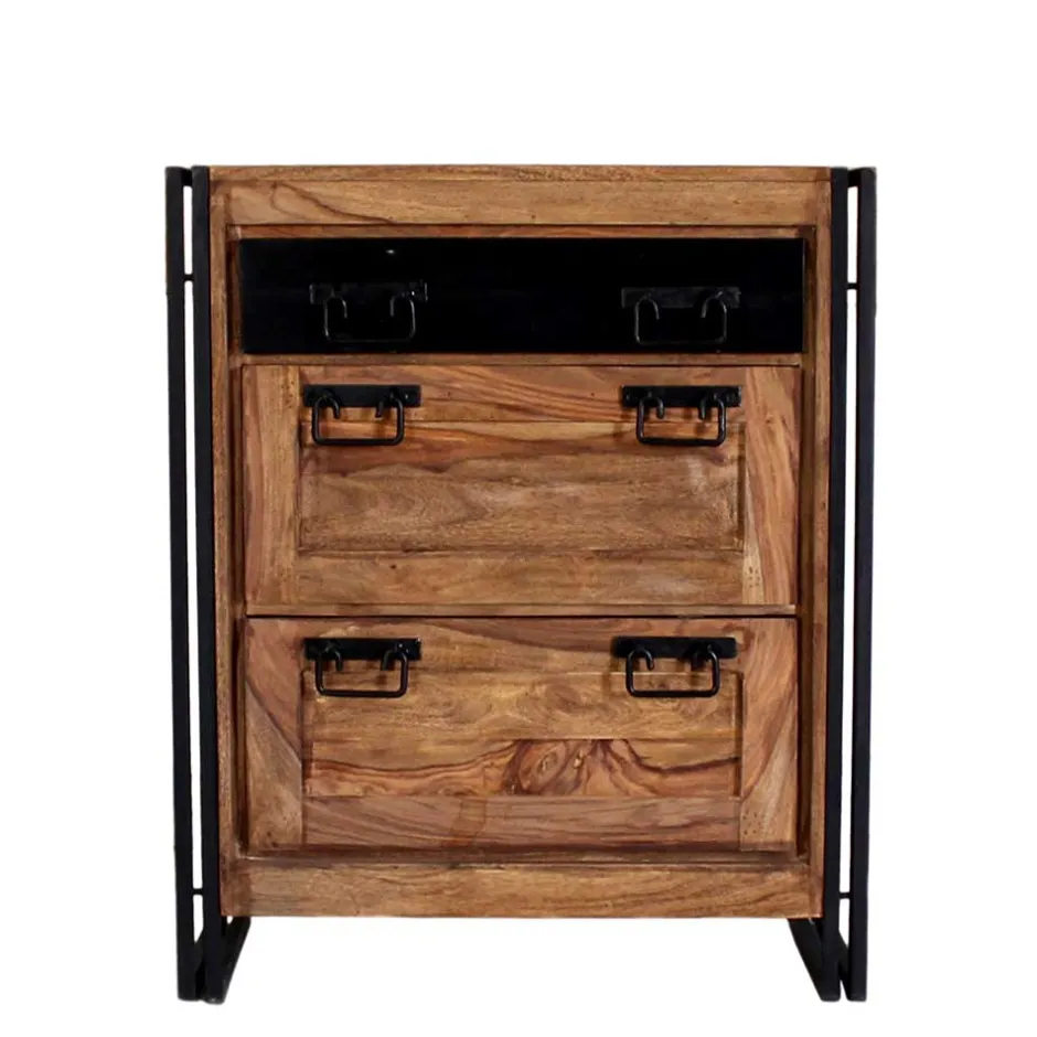 Wohnen Schuh Klappenschrank Mendoza aus Akazie Massivholz