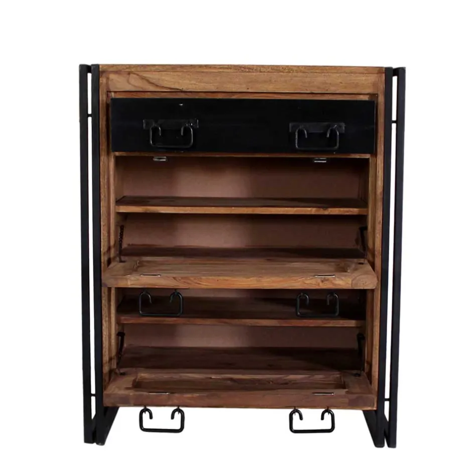 Wohnen Schuh Klappenschrank Mendoza aus Akazie Massivholz