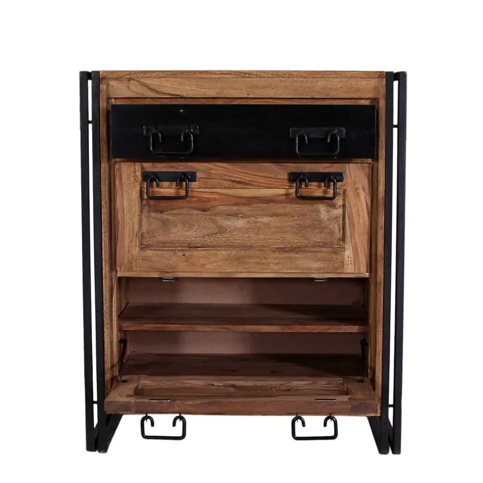 Wohnen Schuh Klappenschrank Mendoza aus Akazie Massivholz