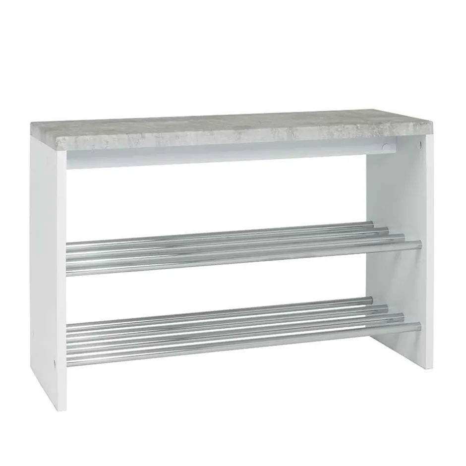 Schuhbank in Beton Dekor & Weiß - Elbe^Wohnen Discount