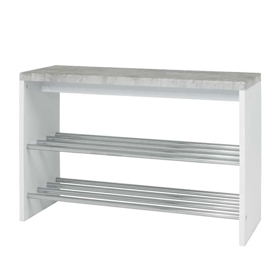 Schuhbank in Beton Dekor & Weiß - Elbe^Wohnen Discount