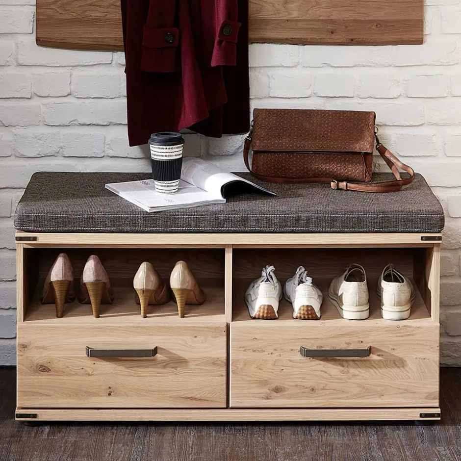 Schuhbank in Wildeiche & Graubraun - Konvava^Wohnen Clearance