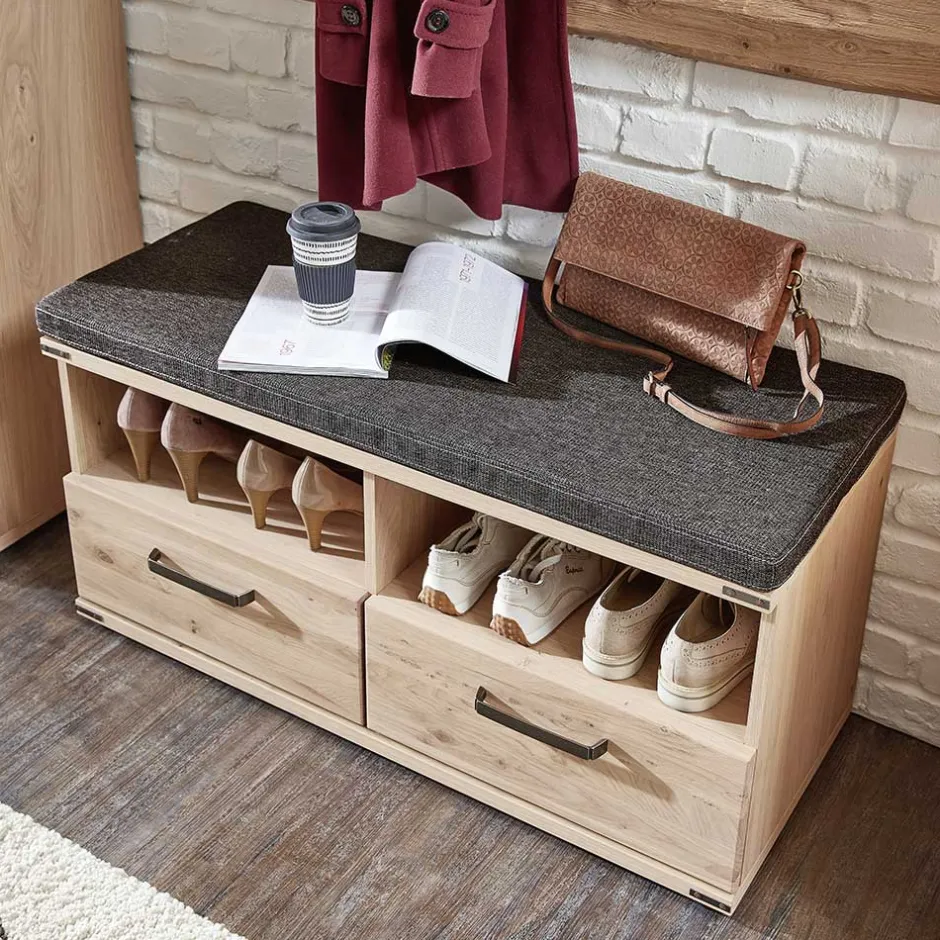 Schuhbank in Wildeiche & Graubraun - Konvava^Wohnen Clearance