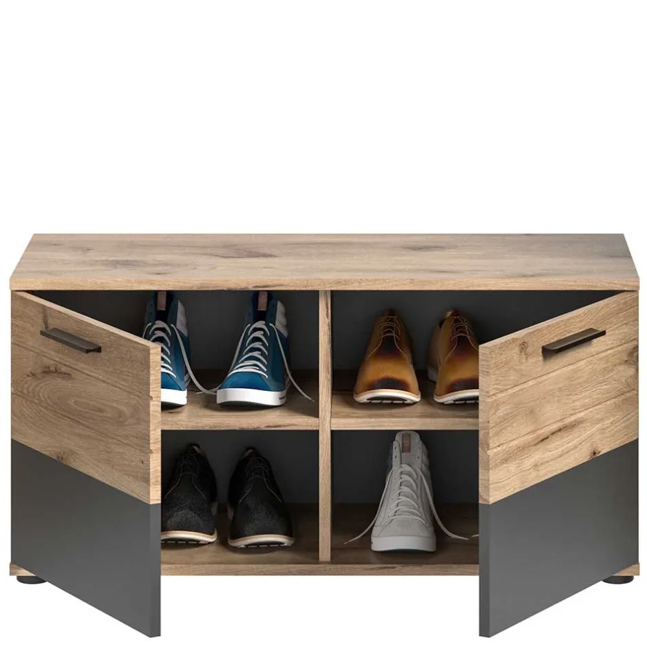 Schuhbank in Wildeiche & Grau 90 cm - Catamaron^Wohnen Best